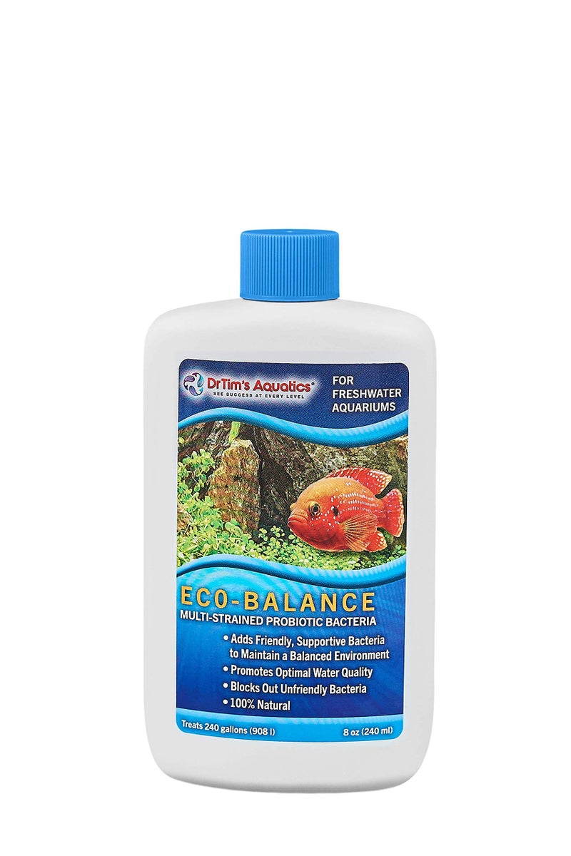 DrTim's Aquatics Freshwater Eco-Balance Probiotic Bacteria â€“ For Freshwater Aquaria, Fish Tanks, Aquariums â€“ Blocks Unfriendly Bacteria, Promotes Optimal Water Quality â€“ 100% Natural â€“ 240 Gallons, 8 oz - Treats 240 Gallons (062) - Image 1